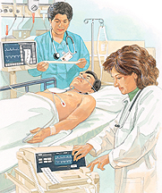 Image of patient with electrodes on chest