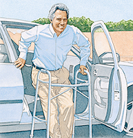 Image of man with walker
