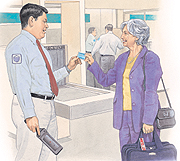 Woman at airport security