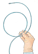 The electrode catheter is a thin, flexible, coated wire