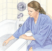 Woman preparing bath water