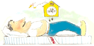 Man lying on firm mattress